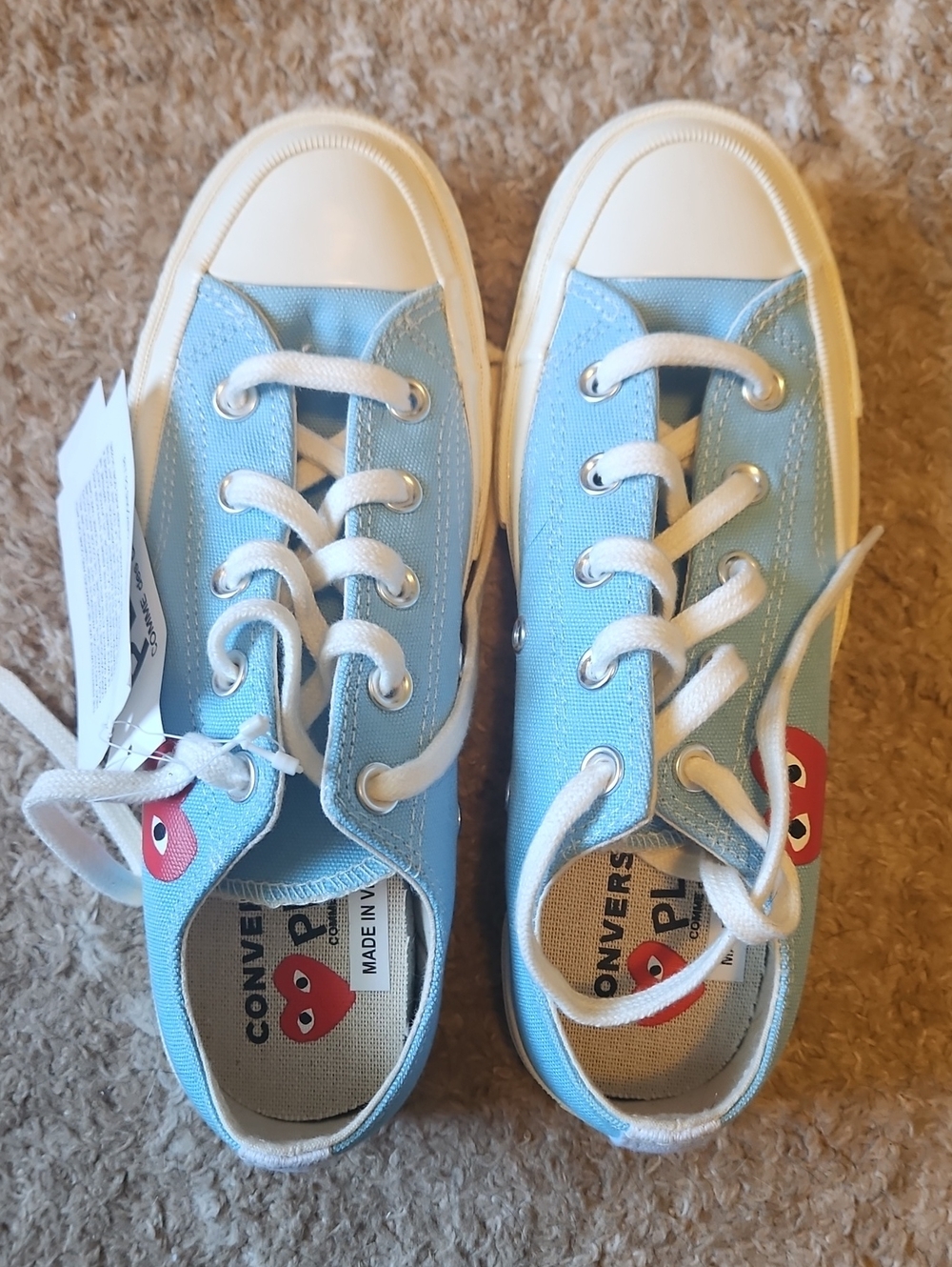 Comme des Garcons Converse Low Top Sneakers in Sky Blue.
